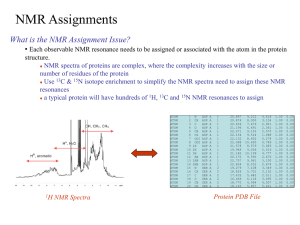 NMR Assignments What is the NMR Assignment Issue? •