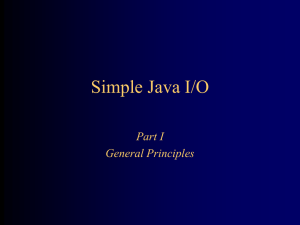 Simple Java I/O Part I General Principles