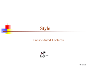 Style Consolidated Lectures 26-Jul-16