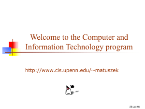 Welcome to the Computer and Information Technology program  26-Jul-16