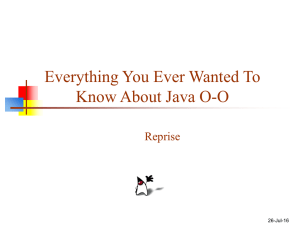 Everything You Ever Wanted To Know About Java O-O Reprise 26-Jul-16