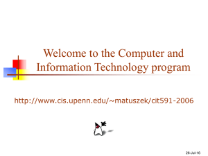 Welcome to the Computer and Information Technology program  26-Jul-16