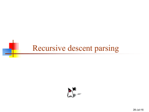 Recursive descent parsing 26-Jul-16