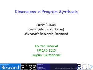 Dimensions in Program Synthesis Sumit Gulwani () Microsoft Research, Redmond