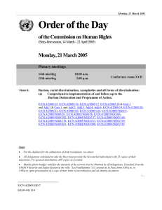 Order of the Day of the Commission on Human Rights