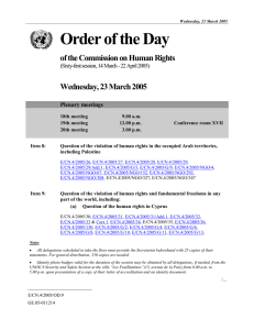 Order of the Day of the Commission on Human Rights