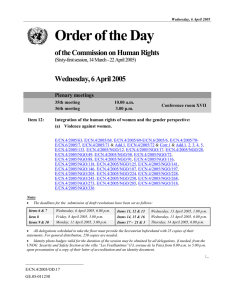 Order of the Day of the Commission on Human Rights