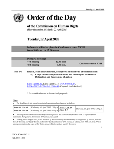 Order of the Day of the Commission on Human Rights