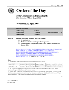 Order of the Day of the Commission on Human Rights