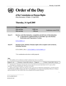 Order of the Day of the Commission on Human Rights