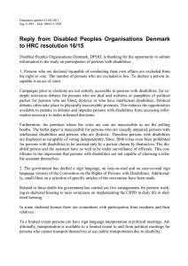 Reply  from  Disabled  Peoples  Organisations ... to HRC resolution 16/15