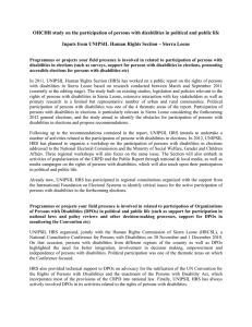 OHCHR study on the participation of persons with disabilities in...  Inputs from UNIPSIL Human Rights Section – Sierra Leone