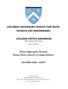 COLUMBIA SECONDARY SCHOOL FOR MATH, SCIENCE AND ENGINEERING COLLEGE OFFICE HANDBOOK