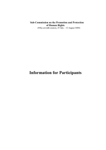 Information for Participants  Sub-Commission on the Promotion and Protection of Human Rights