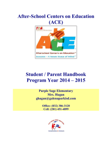 After-School Centers on Education (ACE)  Student / Parent Handbook