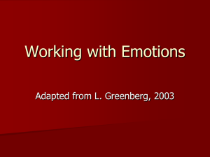 Working with Emotions Adapted from L. Greenberg, 2003