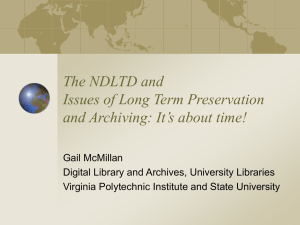 The NDLTD and Issues of Long Term Preservation