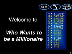 Welcome to Who Wants to be a Millionaire 15
