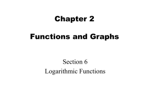 Chapter 2 Functions and Graphs Section 6 Logarithmic Functions
