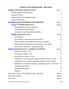 – MLA Style Contents of this Writing Guide