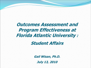 Outcomes Assessment and Program Effectiveness at Florida Atlantic University Student Affairs