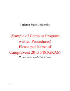 (Sample of Camp or Program written Procedures) Please put Name of