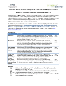 Distinction through Discovery Undergraduate Curriculum Grant Proposal Guidelines Deadline