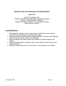 Geriatric Care and Financing in the United States