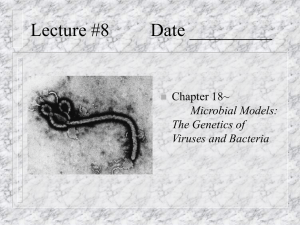 Lecture #8 Date _________ Chapter 18~ Microbial Models: