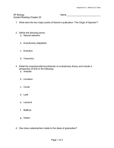 AP Biology Name ___________________________ Guided Reading Chapter 22