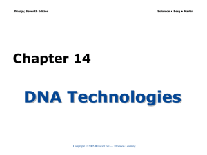 DNA Technologies Chapter 14 Biology, Copyright © 2005 Brooks/Cole — Thomson Learning