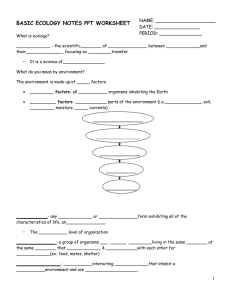 BASIC ECOLOGY NOTES PPT WORKSHEET NAME: _____________________ DATE: ________________ PERIOD: _______________