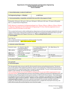 Department of Civil Environmental and Geomatics Engineering Florida Atlantic University Course Syllabus
