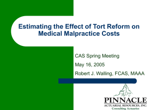 Estimating the Effect of Tort Reform on Medical Malpractice Costs