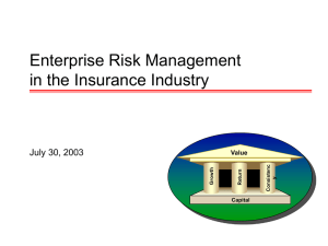 Enterprise Risk Management in the Insurance Industry July 30, 2003 Value