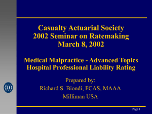 Casualty Actuarial Society 2002 Seminar on Ratemaking March 8, 2002