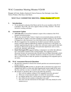 WAC Committee Meeting Minutes 9/26/08 1 -3 ?? I.