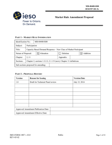 Market Rule Amendment Proposal – P 1