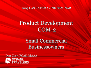 Product Development COM-2 Small Commercial Businessowners