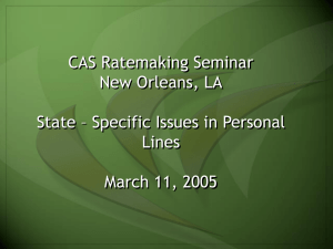 CAS Ratemaking Seminar New Orleans, LA State – Specific Issues in Personal Lines
