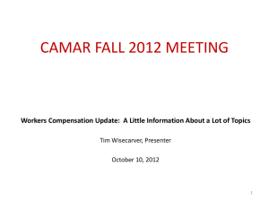 CAMAR FALL 2012 MEETING Tim Wisecarver, Presenter October 10, 2012