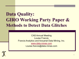 Data Quality: GIRO Working Party Paper &amp; Methods to Detect Data Glitches