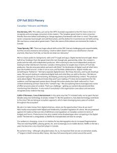 CFP Fall 2013 Plenary  Canadian Telecom and Media