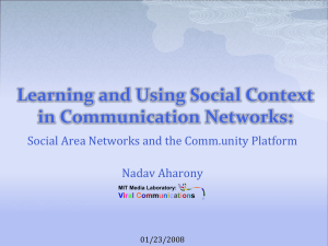 Learning and Using Social Context in Communication Networks: Nadav Aharony