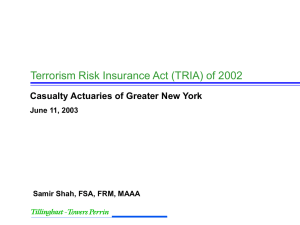 Terrorism Risk Insurance Act (TRIA) of 2002 June 11, 2003