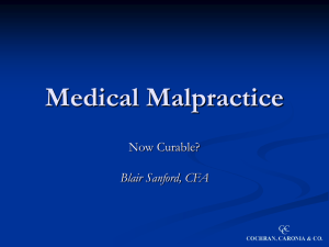 Medical Malpractice Now Curable? Blair Sanford, CFA