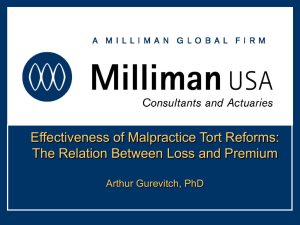 Effectiveness of Malpractice Tort Reforms: The Relation Between Loss and Premium