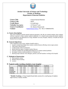 Jordan University of Science and Technology Faculty of Medicine Course Title