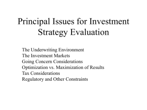 Principal Issues for Investment Strategy Evaluation