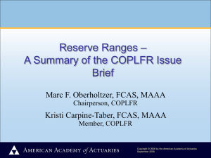 – Reserve Ranges A Summary of the COPLFR Issue Brief